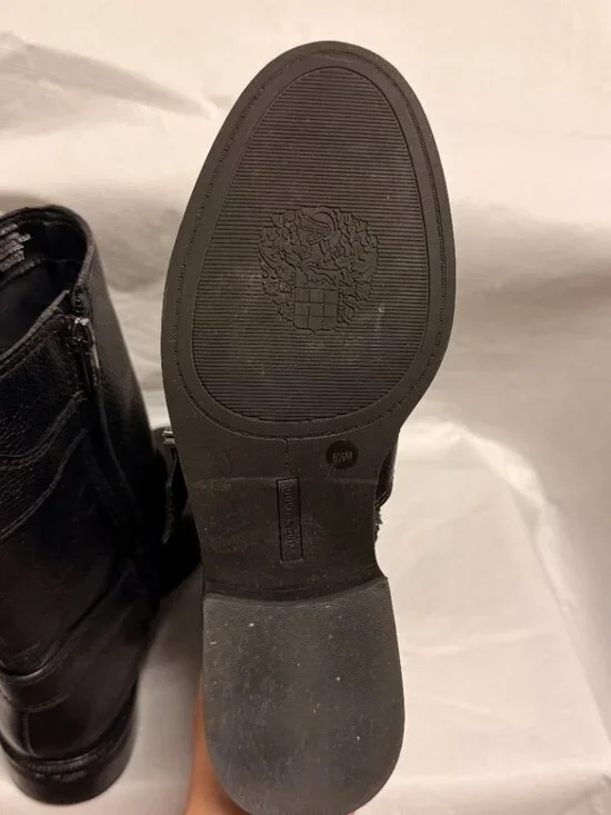 Vince Camuto Alicenta Black Leather Moto Buckle Booties Size 6.5 - Picture 7 of 9